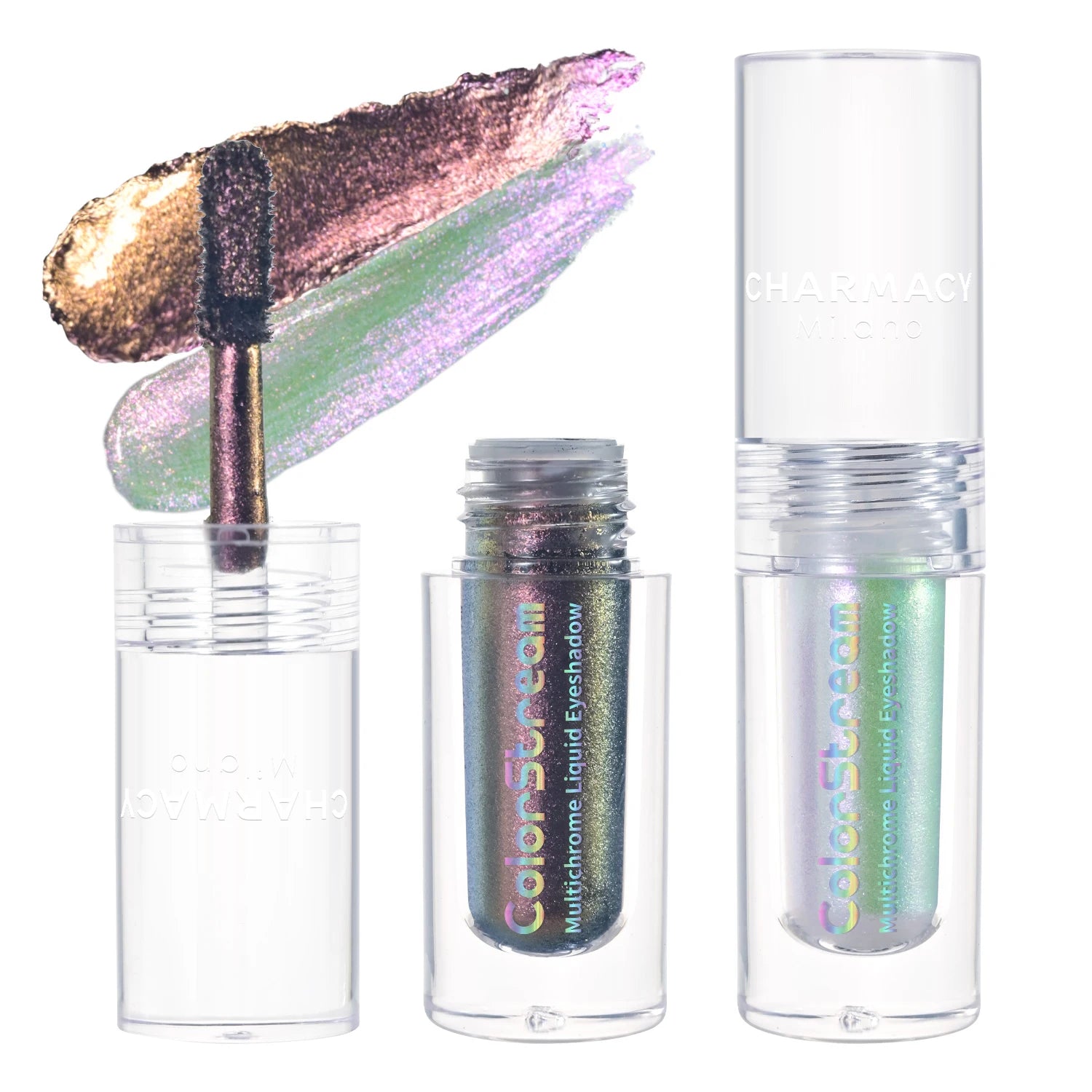 CHARMACY 2pcs/set Multichrome Eyeshadow Liquid 1.5ml Waterproof Longstay Glitter Eye Shadow High Gloss Christmas Holiday Makeup