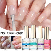 LILYCUTE 12ML Nail Care Polish Milky White Pink Strengthener 3 in 1 Effect Long Lasting Base Top Varnish Drying No Need Lamp