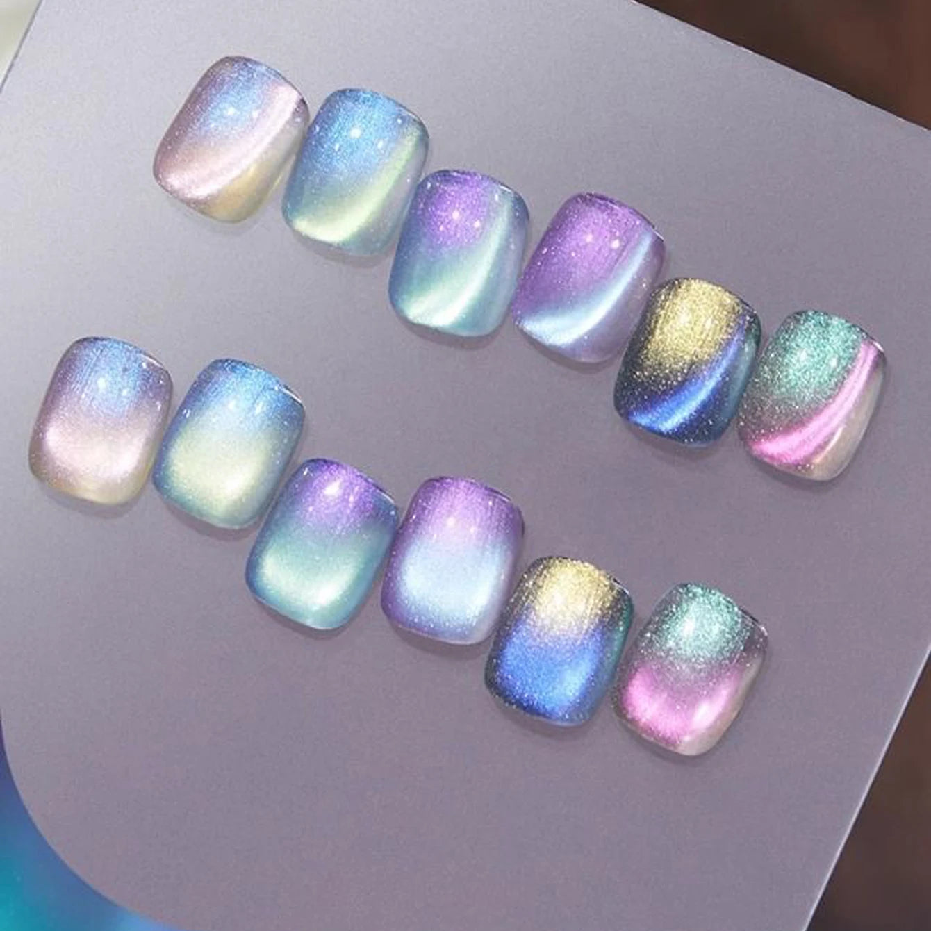 MIANEL 12ML Summer Nails Northern Lights Glass Bead Magnet Cat Eye Gel Nail Polish Nail Art Blue Nails Pink Nails 1-6pcs
