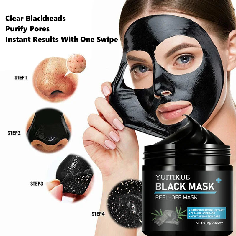 YUITIKUE Bamboo Charcoal Peel-Off Black Mask - Deep Blackhead Extraction & Pore Purifying