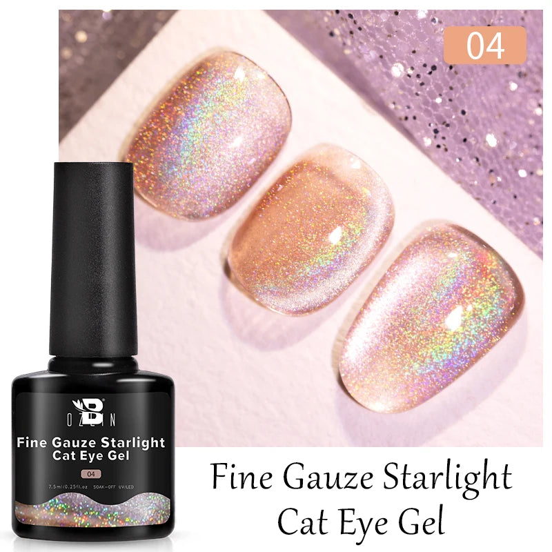 AWStorG Intense Rainbow Cat Eye Gel 5ml Holographic Laser Magnetic Nail Gel Soak Off UV LED Gel Polish Shiny Rainbow Manicur