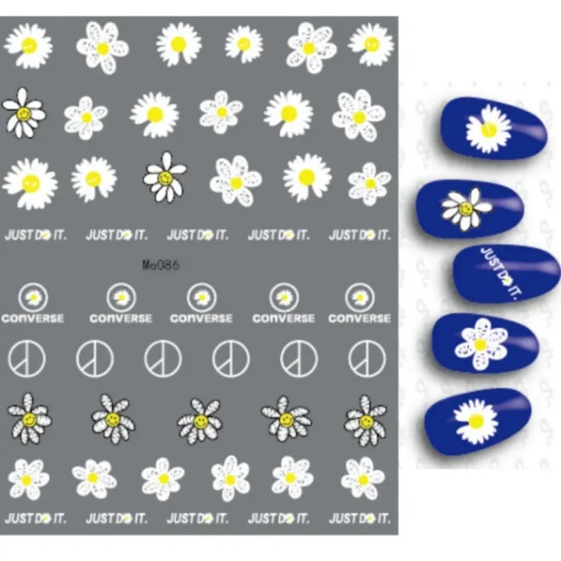 3D Flower Petal Nail Stickers Purple Pink Tulip Leaf Clover Summer Avocado Fruit Geometric Line Floral Manicure Decoration