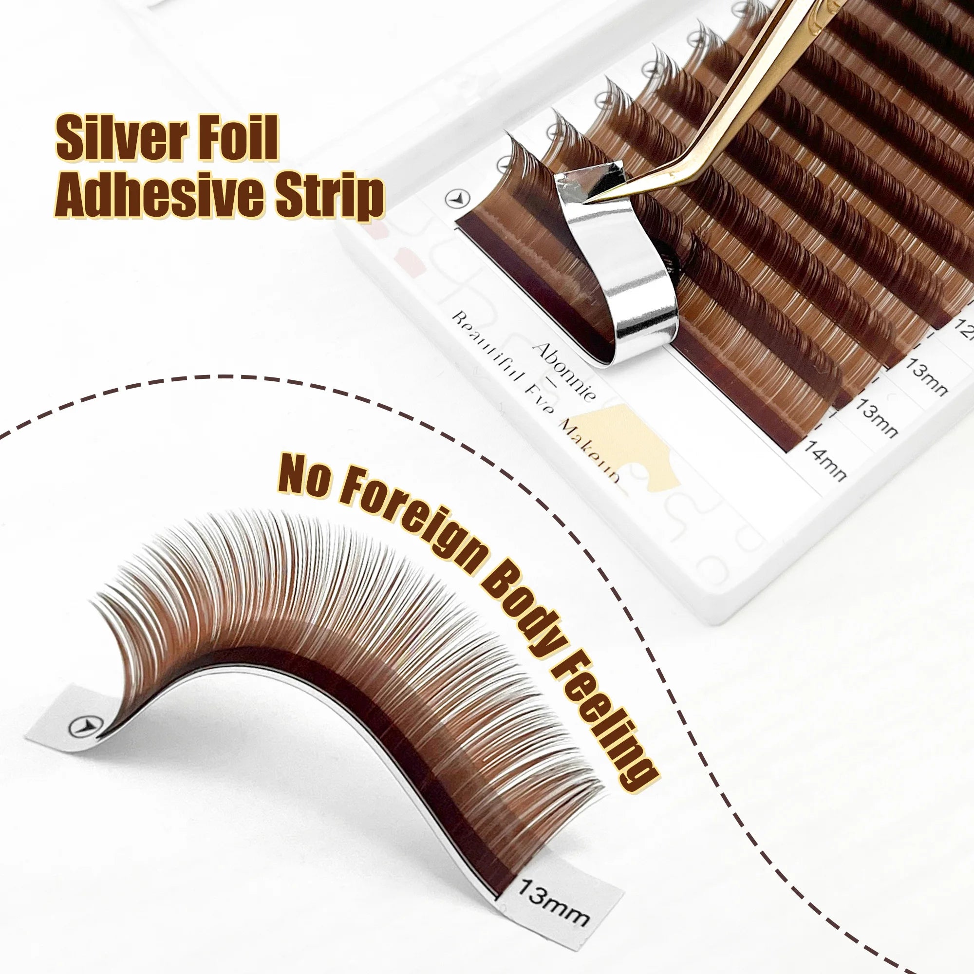 Abonnie 0.03 CC Curl Brown Classic Individual Eyelashes Russian Volume Lashes
