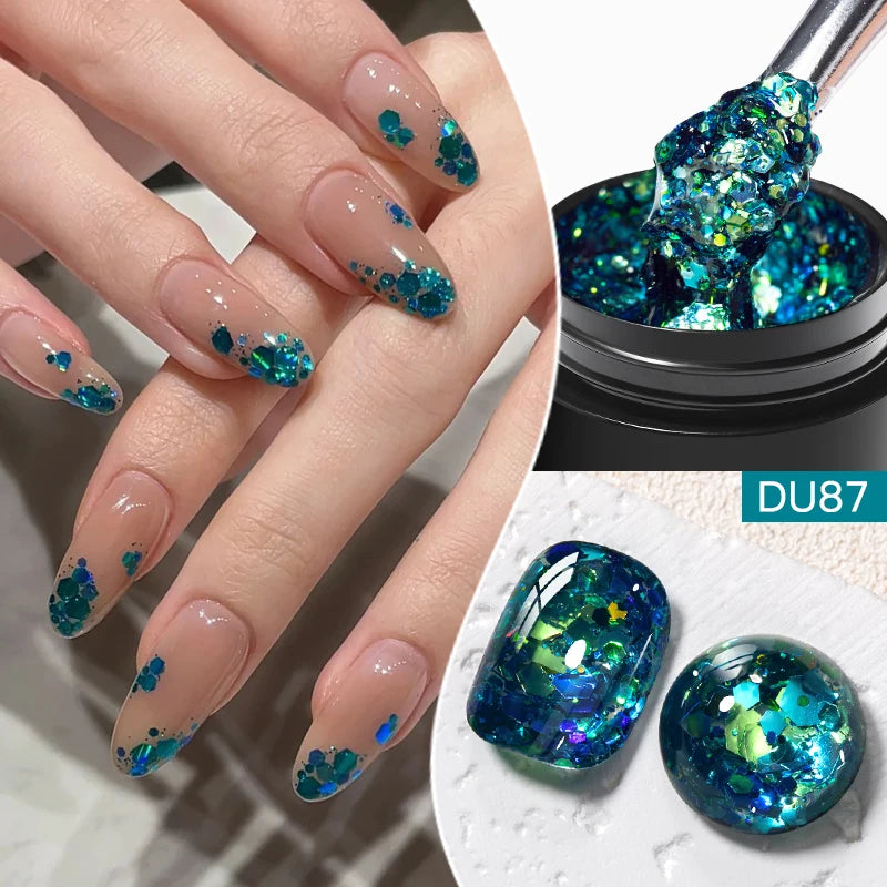 8ML Glitter Gel Nail Polish Shining Mineral Sequins Soak Off UV LED Nail Gel Semi Permanent Nail Art Supplies for Manicure