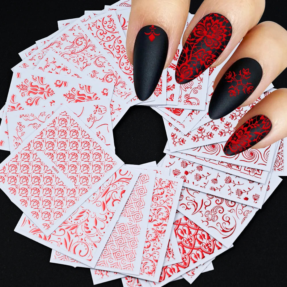 30Pcs 3D Halloween Cartoon Ghost Spider Bat Pumpkin Nail Stickers Mixed Punk Black Halloween Nail Decal 5x6cm Manicure Slider &*