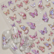 1pcs 5D Luxury Kawaii Butterfly Nail Stickers Japanese Glitter Shell Aurora Nail Art Decorations Decals DIY Manicure Slider Foil