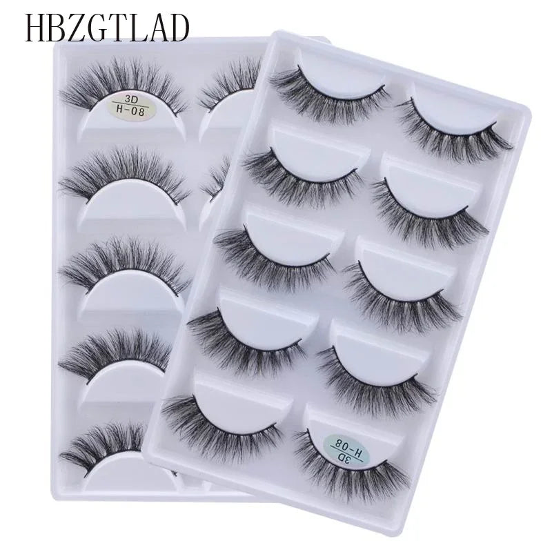 AMSNCN NEW 5Pair 100% Real 3D Mink Lashes Soft Natural False Eyelashes Makeup Long Eye Lashes Eyelash Extension CiliosH13mini