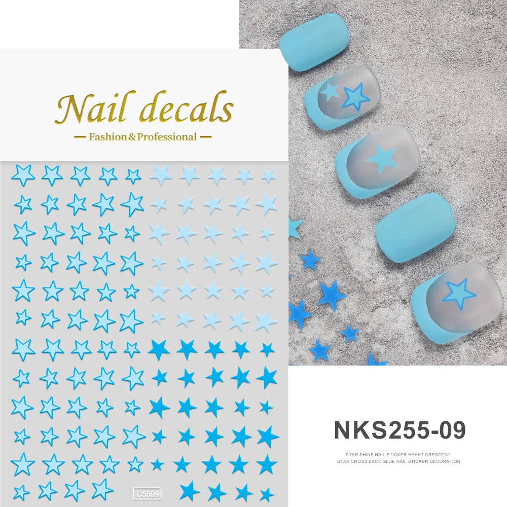 1pcs Star-Themed Nail Art Stickers 3D Self-Adhesive Plastic Decals With Glitter Finish Anime Rectangle Shape Ideal For DIY Nails