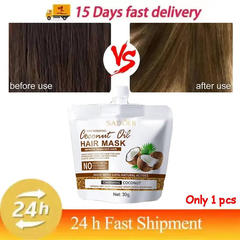 Magical Coconut Oil Hair Mask Instant Repair Soft Smooth Shiny Moisturize Nourishing Hair Care Treatment for Damaged Frizzy Hair