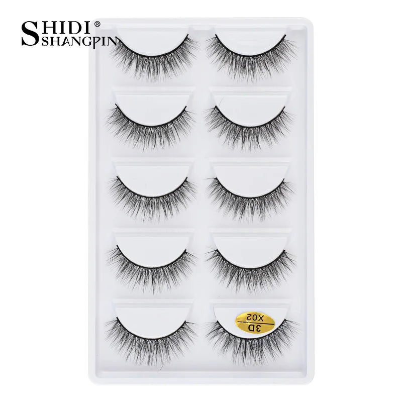 3D Faux Mink Lashes X05 Fluffy Wispy False Eyelashes 5Pairs Reusable Soft Volume Eyelashes Natural Look for Daily & Party Makeup