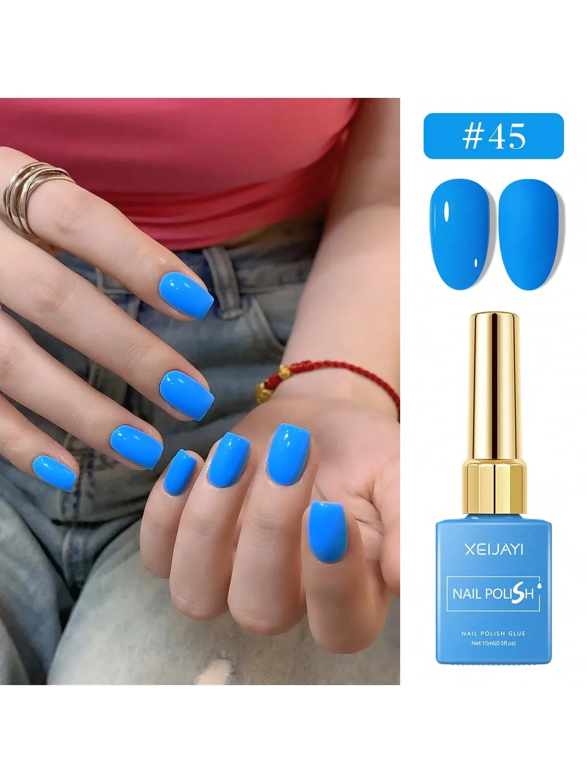 6Colors 15ml Blue Gel Nail Polish Series Starter Pure Soak Off No Wipe Nail Gel Polish Suitable For All Seasons