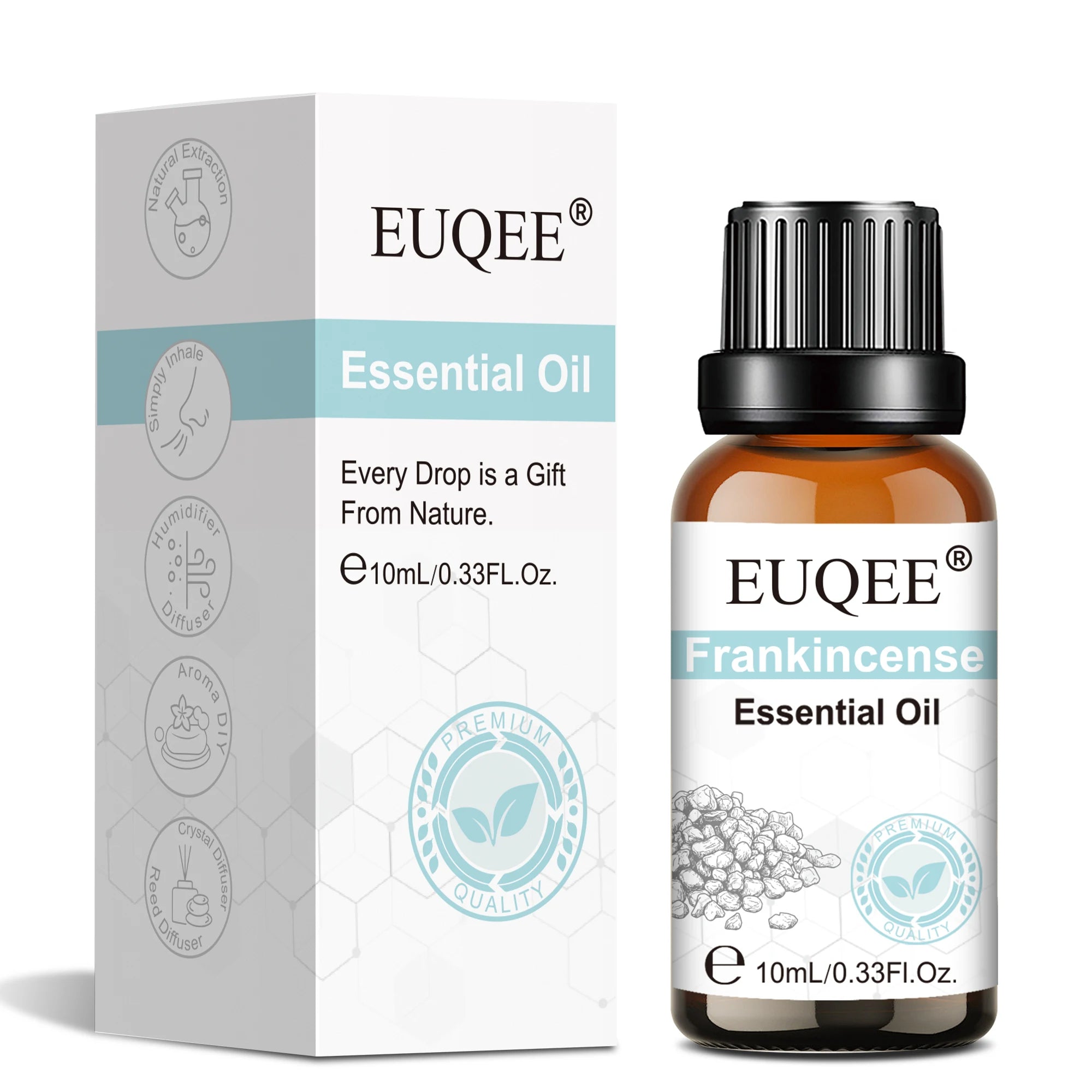 Euqee 10ml 100ml Natural Plant Essential Oil Frankincense Lemongrass Citronella Fragrance Oil For Diffuser Aroma Candle Perfume