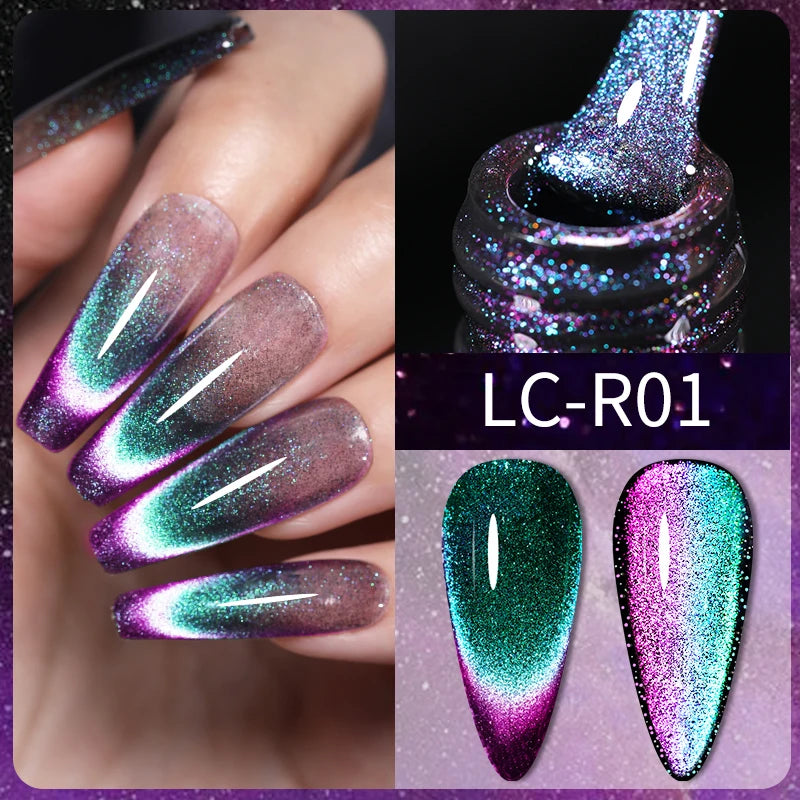 LILYCUTE 7ML Ocean Blue Cat Magnetic Gel Nail Polish Sparkling Glimmer Gel Polish Semi Permanent UV Magnet Gel Varnish Nail Art