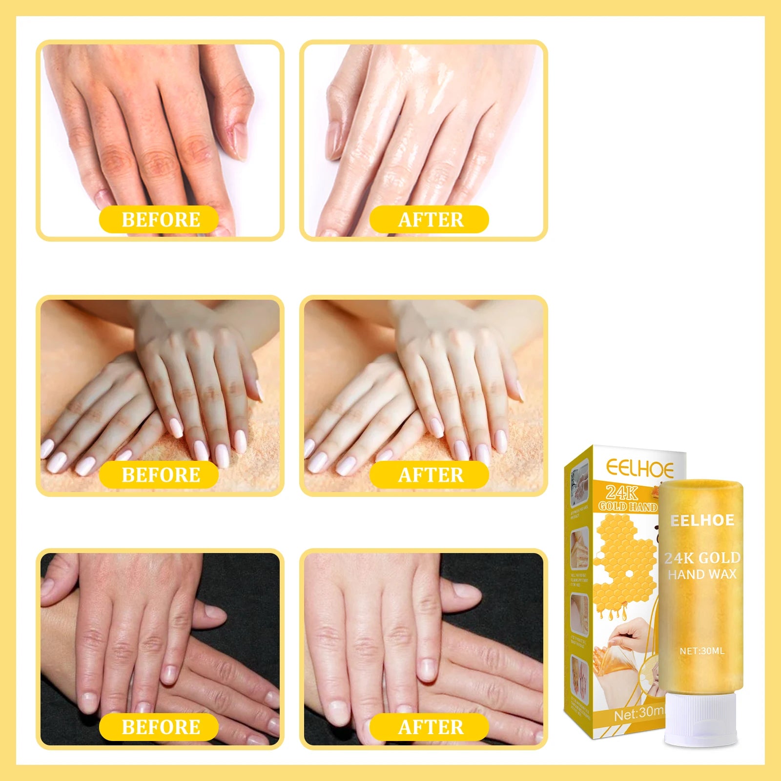 24K Gold Milk Honey Hand Care Masks Soothing Moisturizing Exfoliating Whitening Nourishing Hydrating Gel Hand Mask