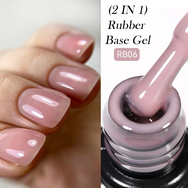 LILYCUTE Nude Crystal Rubber Base Gel Nail Polish Natural Color Semi Permanent UV Gel Soak Off Self Leveling Nail Gel Varnishes