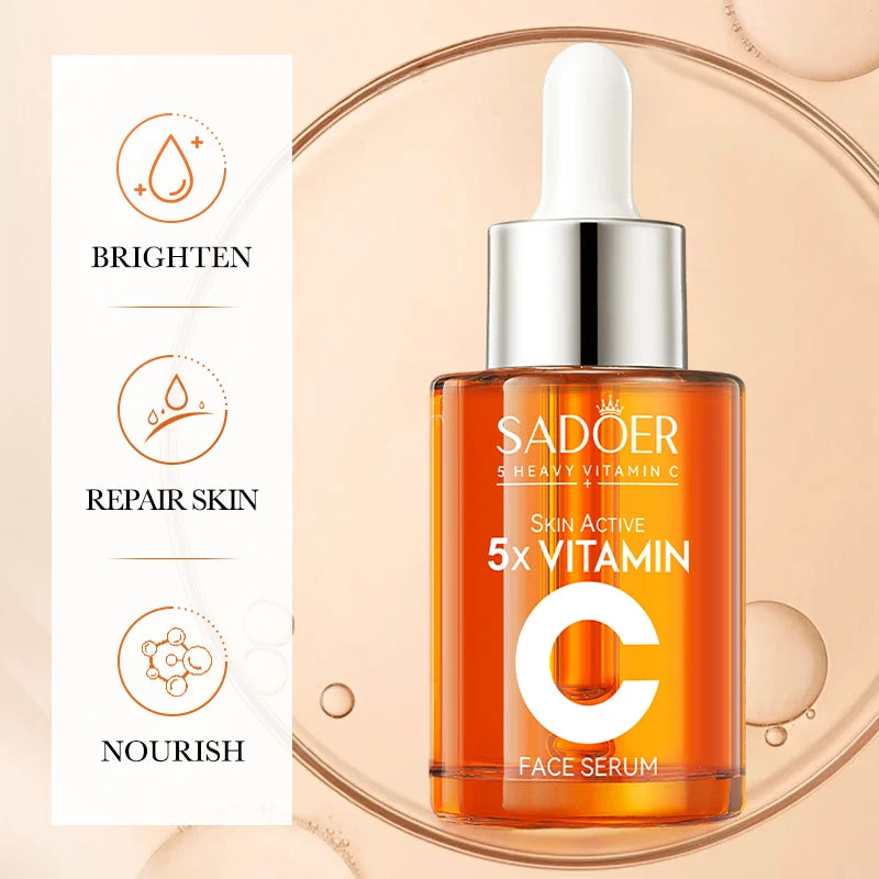 SADOER Vitamin C Whitening Face Serum for Facial Moisturizing Anti Wrinkles Anti-aging Facial Essence Skin Care Products