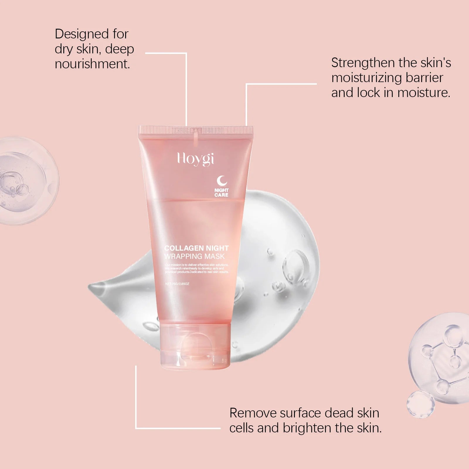 Collagen Night Wrapping Mask Moisturizing Firming Peel-Off Mask Gel Face Deep Cleansing Pores Hydrating Brightening Facial Mask