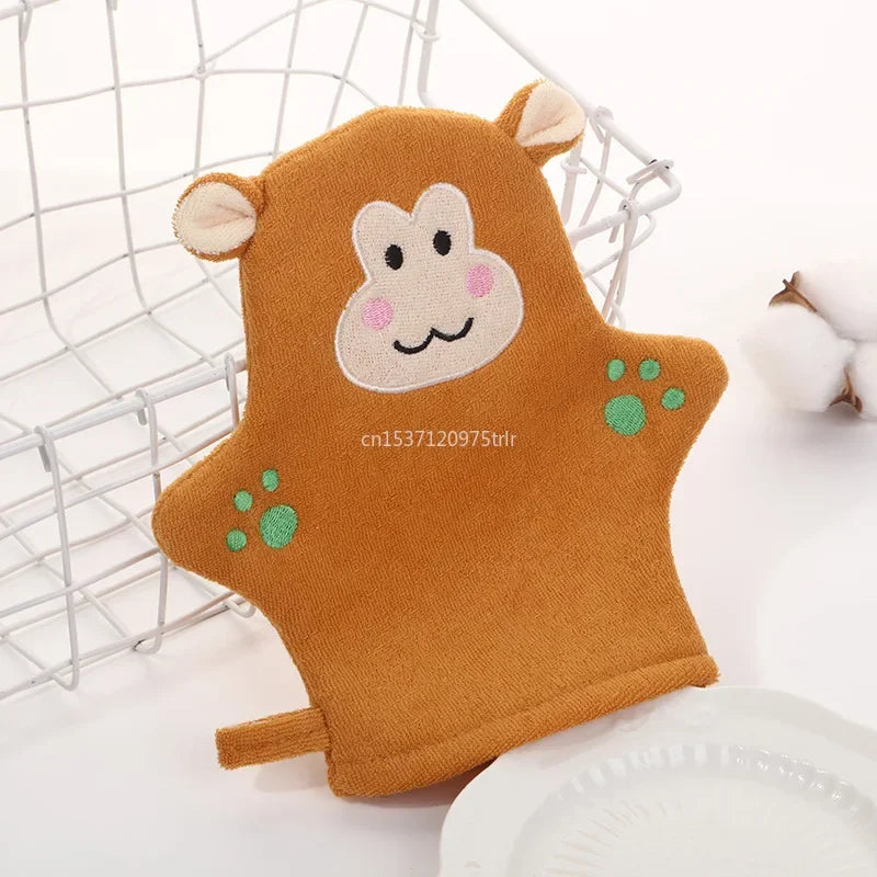 New Baby Bath Gloves for Kids Cartoon Animal Shape Shower Brush Washcloth for Bathing Children Wash Clean Shower Massage