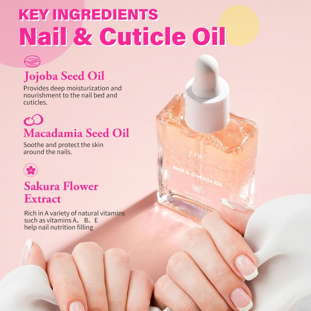 EJW Nail and Cuticle Oil Nail Care - Moisturizing, Strengthening,Nail Oil Cuticle, Hydrating, Infused with Jojoba Oil & Grapese