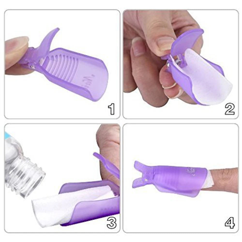 LULAA 10Pcs/16Pcs Plastic Acrylic Nail Art Soak Off Cap Clip UV Gel Polish Remover Wrap Tool Gel Nail Polish Remover Clips