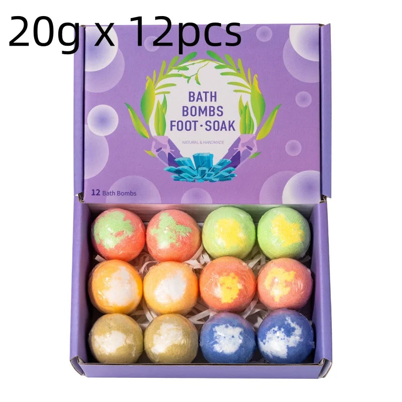 12pcs 20g/60g Bath Gift Natural Mini Handmade Bathing Foot Spa Bomb Rich Essential Oils Moisturizing Dry Skin Relaxing Scent