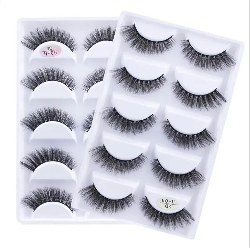 AMSNCN NEW 5Pair 100% Real 3D Mink Lashes Soft Natural False Eyelashes Makeup Long Eye Lashes Eyelash Extension CiliosH13mini