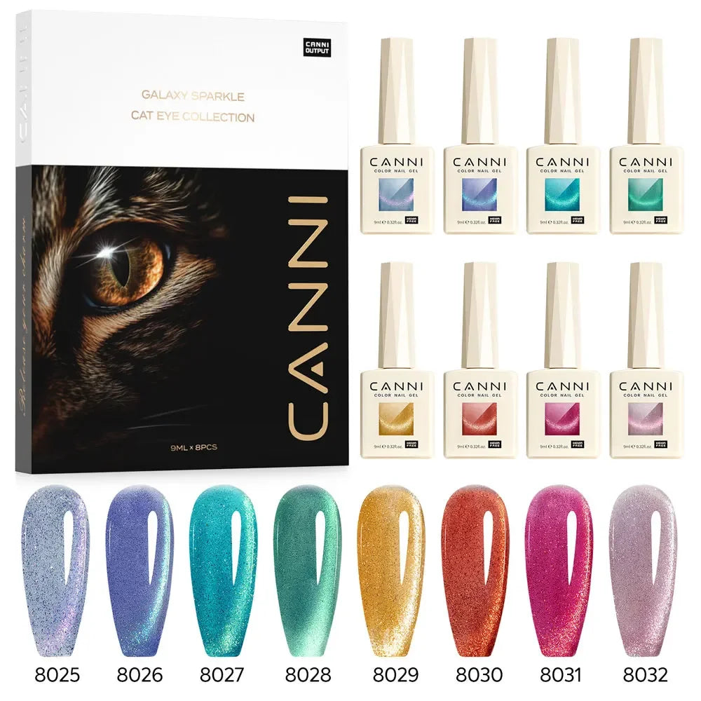 CANNI HEMA TPO FREE Gel Nail Polish Galaxy Cat Eye Gel Magnet Glitter Diamond Sparkle Gorgeous Color Soak Off UV LED Gel Lacquer