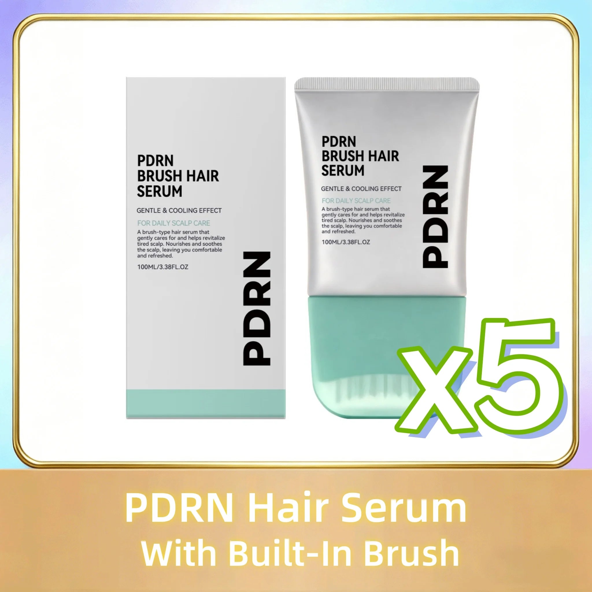 PDRN Hair Serum With Built-In Brush,Strengthen Hair Root Anti Hair Loss Improve Scalp Environment Daily Head Care Scalp Massager