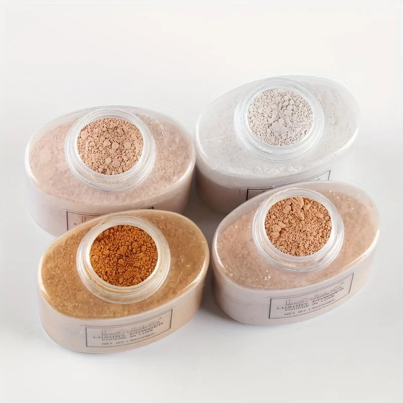 2025 Matte Finish Loose Powder with Triangle Beauty Sponge Set Oil Control Concealer Waterproof Powder Foundation Makeup