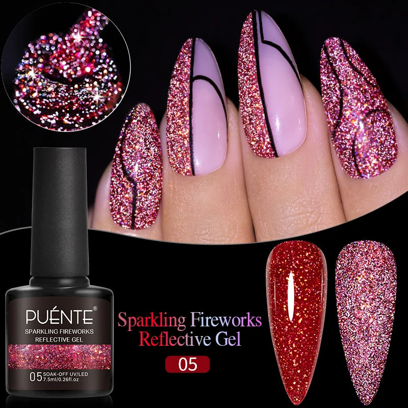 PUENTE 5ml Flower Fairy Gel Nail Polish Pink Blue Purple Natural Dried Flowers Gel For Nail Art Soak Off UV Varnish For Manicure