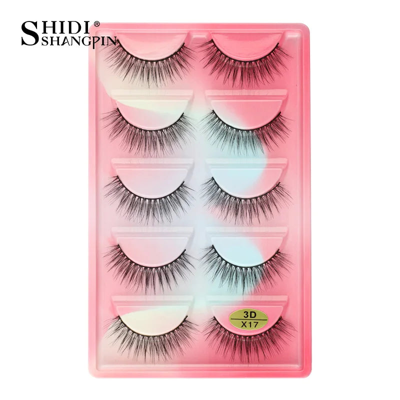 3D Faux Mink Lashes X05 Fluffy Wispy False Eyelashes 5Pairs Reusable Soft Volume Eyelashes Natural Look for Daily & Party Makeup