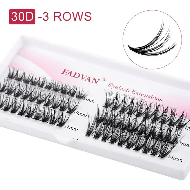 Fadvan Individual Cluster Lashes Faux Mink Premade Volume Fan Eyelash Extension Heat Bonded Cluster Lash Self-grafting Supplies