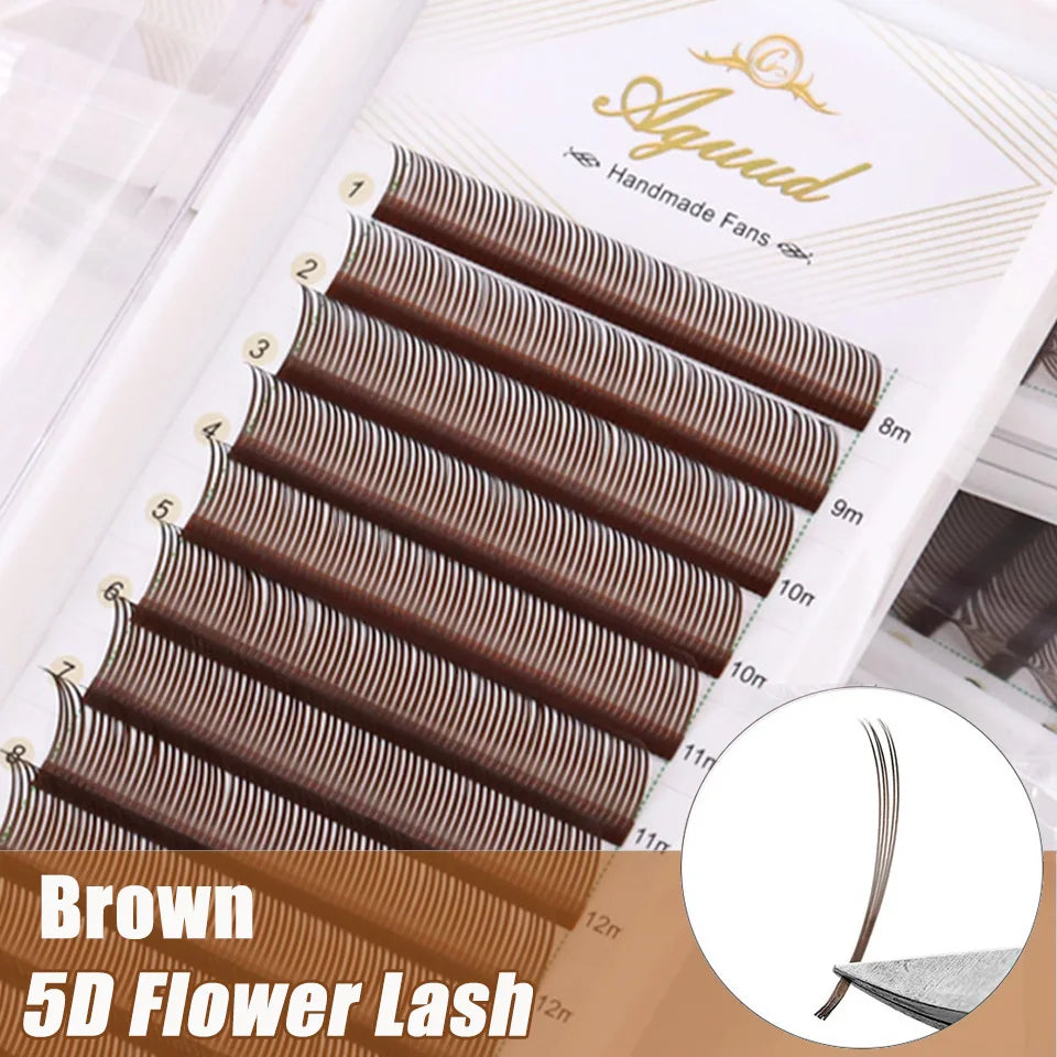 Angel Lashes 5D Flower Wet Lash Extensions Chocolate Brown Easy Fans Volume Flora Eyelash Manga Wispy Spike Premade Fans Lashes