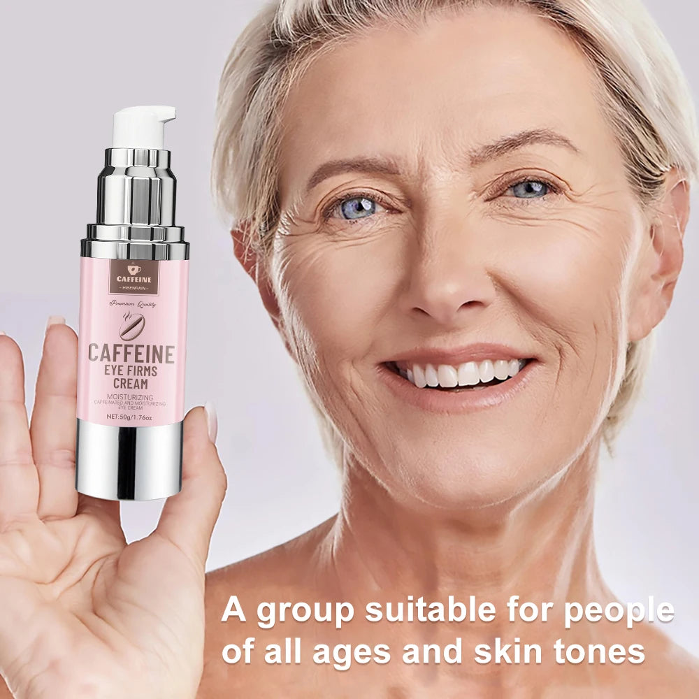 HISENRAIN Under Eye Cream with Caffeine, Vacuum Pump Anti-Aging Firm & Lift Dark Circles Puffiness, Professional Eye Treatment.