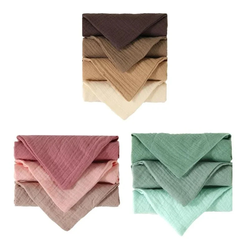 J15U 4Pcs Baby Wipes Cloths Handkerchief Square Drool Bibs Washcloths Nursing Towel