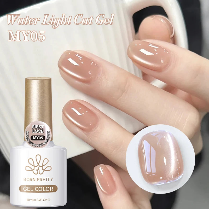 BORN PRETTY 10ml Autumn Gold Pink Glitter Cat Magnetic Gel Nail Polish Jelly Pink Semi Permanent Soak Off UV LED Varnish