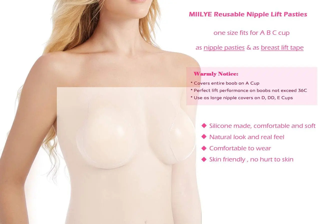 Breast Lift up Pasties Sticky Nipple Covers Reusable Strapless Invisible Silicone Adhesive Bra for Cups A B C D Nude