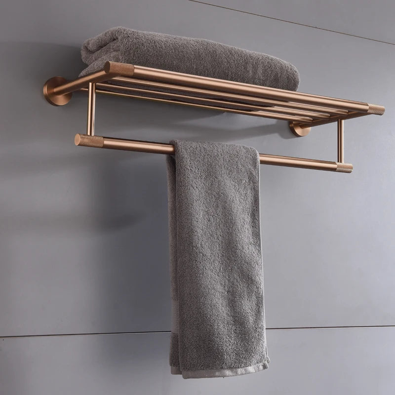 Brushed Rose Gold Accessories Set Toilet Brush Holder Toilet Paper Holder Towel Bar Rail Rack Hanger Hook Soap Dish Hardware