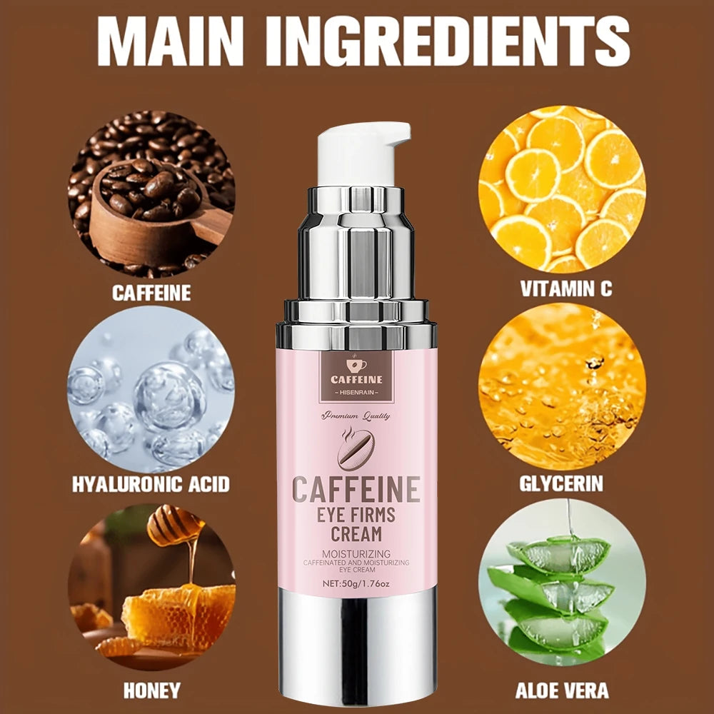 HISENRAIN Under Eye Cream with Caffeine, Vacuum Pump Anti-Aging Firm & Lift Dark Circles Puffiness, Professional Eye Treatment.