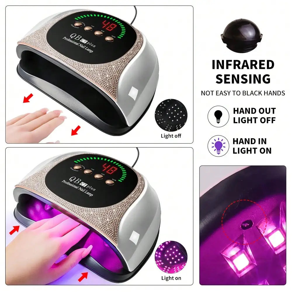 UV LED Nail Lamp, C7 Cordless Nail Lamp Gel Nail Polish UV Nail Lamp, Diamond Professional Manicure Lamp With 4 Timer Settings, Large Auto Sensor For Salon And Home