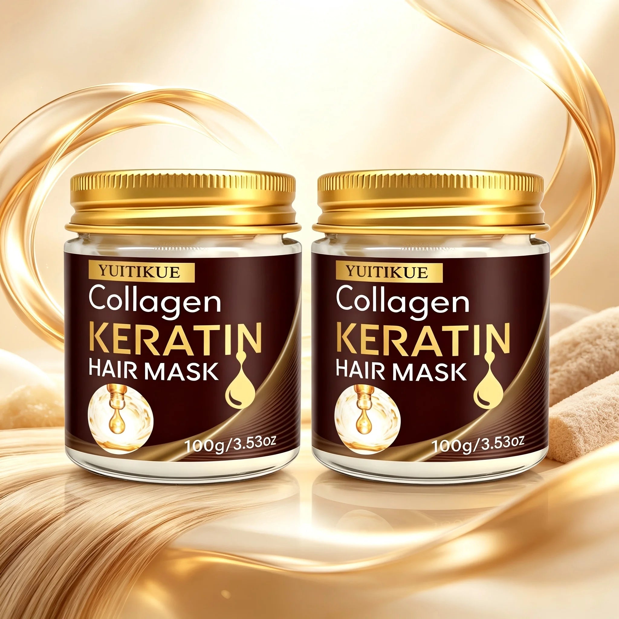 YUITIKUE100g Collagen Keratin Hair Mask, Deep Repair & Nourishing Care for Dry Damaged Hair, Smoothing & Frizz Control Treatment