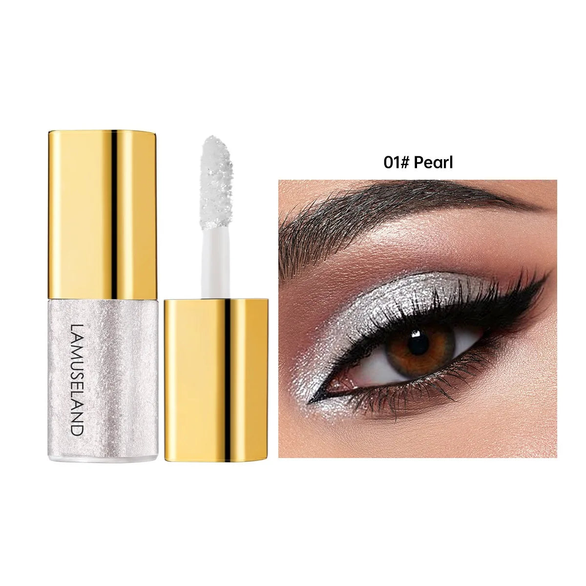 Pearly Liquid Eyeshadow Makeup Waterproof Shimmer Glitter Eye Shadow Highlighter Lasting Eye Tint for Daily Natural Smokey Look
