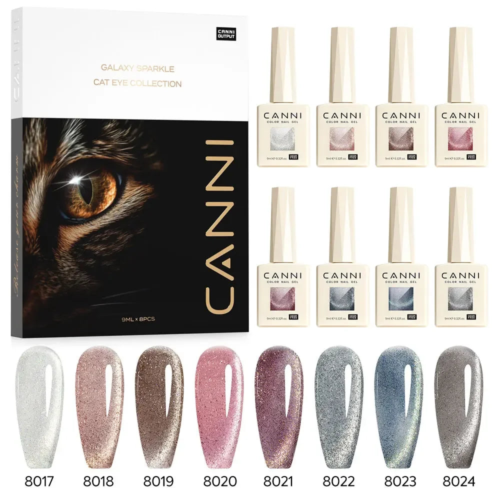 CANNI HEMA TPO FREE Gel Nail Polish Galaxy Cat Eye Gel Magnet Glitter Diamond Sparkle Gorgeous Color Soak Off UV LED Gel Lacquer