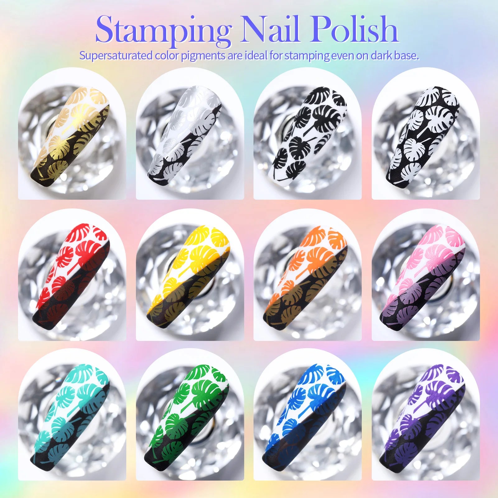BORN PRETTY Nail Stamping Polish 12 Colors 10ML Air Dry Special Polish Manicure Print Nail Polish For Stamping Plates Nail Set