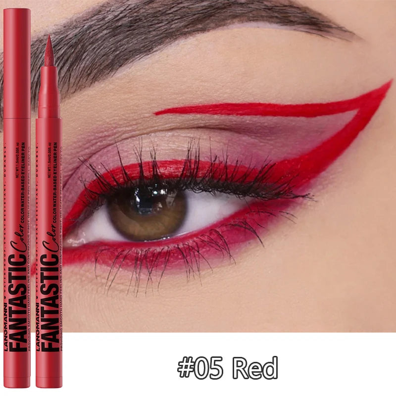 Matte Dark Purple Red Eye Liner Makeup White Liquid Eyeliner Quick-Drying Waterproof Eyeliner Pencil Long-Lasting 12 Color Eyes