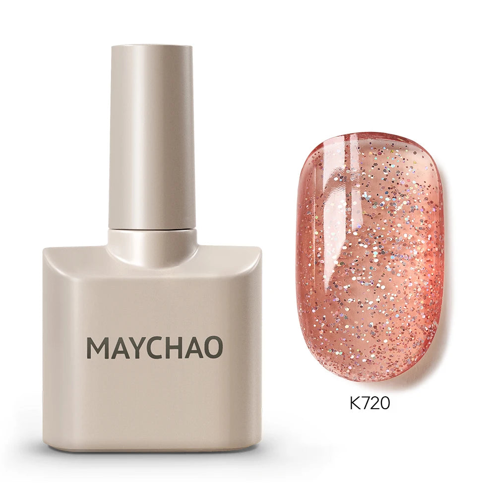 MAYCHAO Cherry Red Gel Nail Polish 12ml Glossy Semi Permanent Soak Off UV LED Frosted Gel Nails Base Painting Varnish