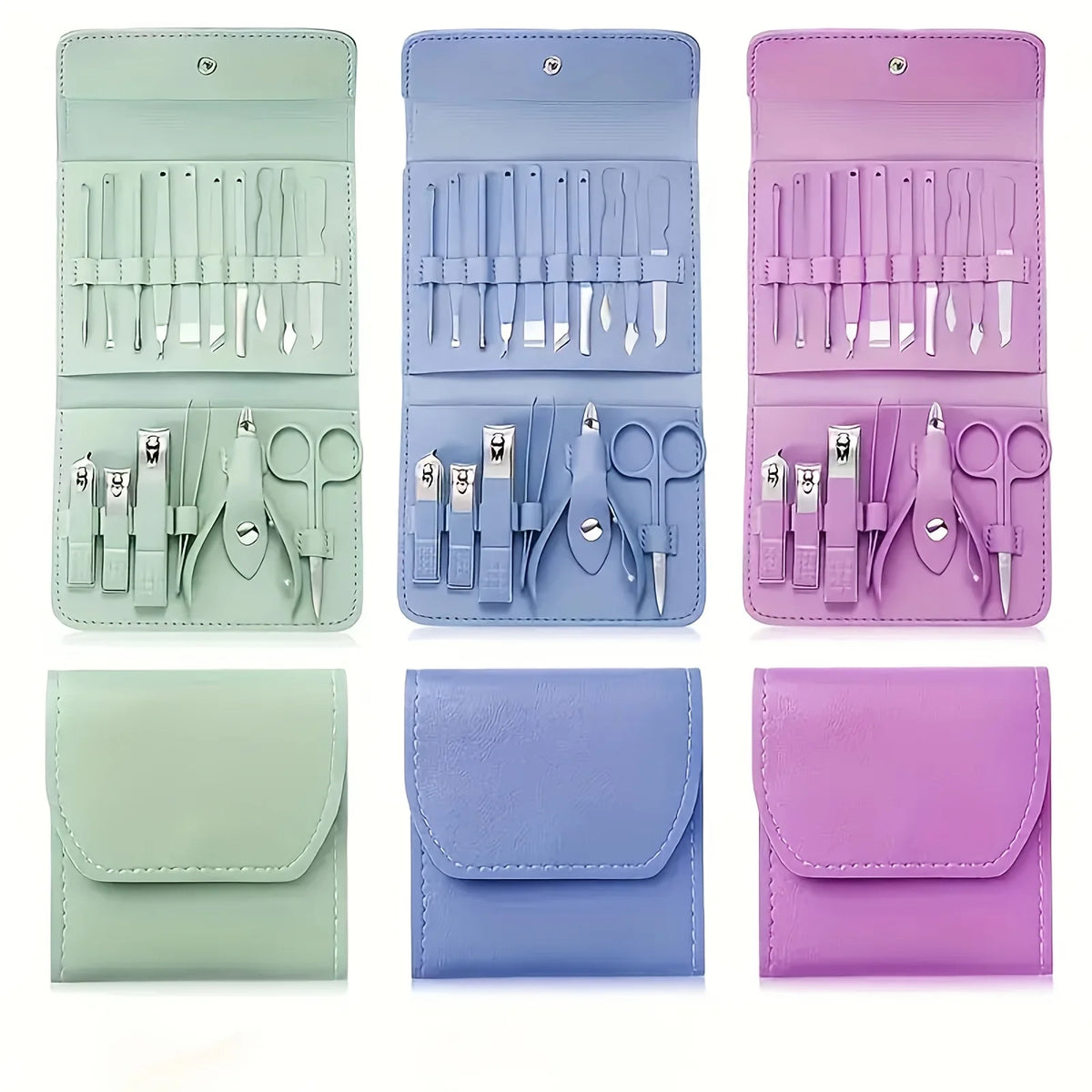 16Pcs Manicure Pedicure Tool Set Stainless Steel Nail Clipper Kit with Storage Bag Cuticle Nail Care Beauty Grooming Tools