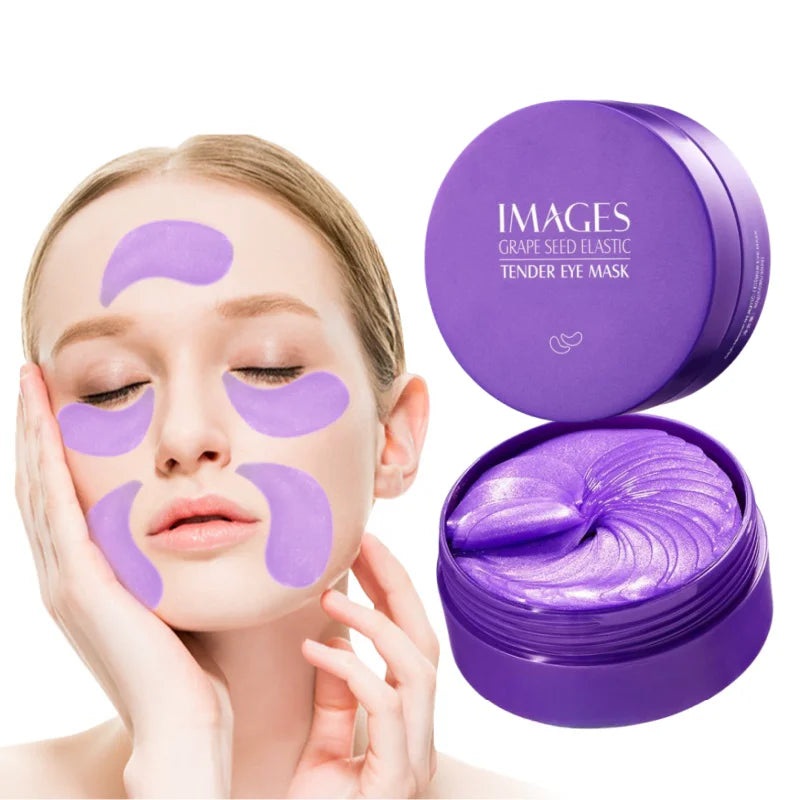 Images Grape Moisturizing Collagen Eye Mask Anti-Dark Circles and Eye Bags Firming Eye Mask Beauty Skin Care Eye Patches 60 Pieces