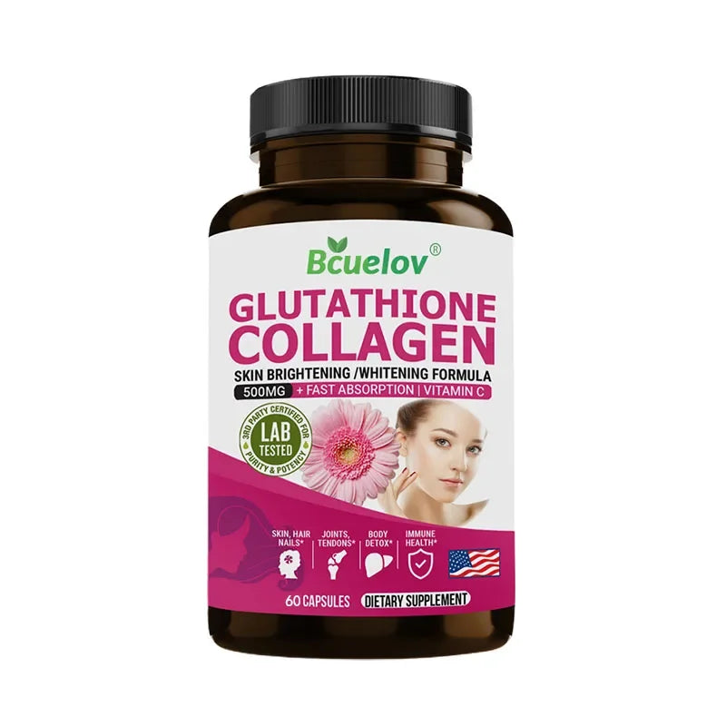 L-Glutathione 500mg Collagen Supplement Vitamin C Antioxidant Skin Brightening Whitening Skin Hair Nails Immune Brain Health