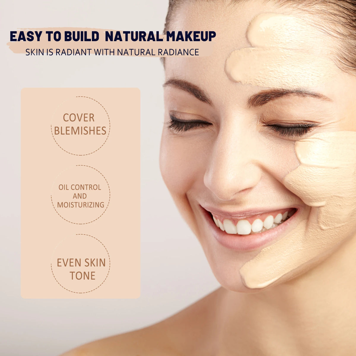 CC Cream Foundation Waterproof Brighten Moisturizing Foundation Concealer Oil-Control Sunscreen Spf 50
